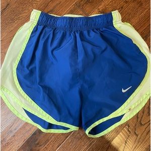 Blue and Lime Green Dri Fit Nike Shorts